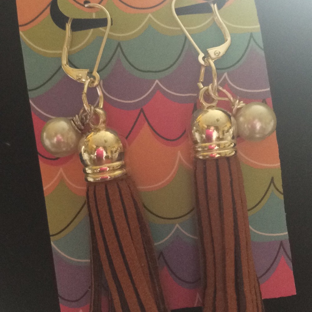 Faux leather tassel earrings